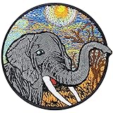 Save The Earth ELEFANT Aufnäher Elephant Wildlife Aufbügler Gesticktes Kunstwerk Preserve & Protect Artenschutz Umweltschutz Naturfreunde Aufkleber Bügelbild Stickerei Applikation Abzeichen 80x80