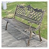 DGHJK Außenbank Terrassenbank, Verandamöbel, Gartenbank im Freien, Gartenmöbel Gusseiserne Verandabank, Anti-Rost-Eisen-Kunst-Terrassenbank (Größe : Geschnitzte Bronze)