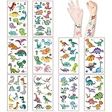 Tattoo Kinder, 10 Blatt Dinosaurier Kinder Tattoos Set, Dinosaurier Tattoo Geburtstagsdekorationen Gefälligkeiten Partybedarf Geschenke Spiele Spielzeug für Jung