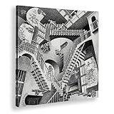 Giallobus - Bild - Druck AUF LEINWAND - M.C. Escher - RELATIVITÄT - 70 x 70