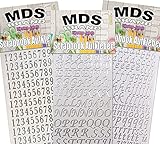 MDS Brand Buchstaben & Zahlen zum beschriften von Kerzen 3er/pk für Kommunionkerzen, Taufkerzen, Hochzeitskerze oder dankeskarten, einfach zum basteln und gestalten 71(Silber)