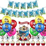 INTVN 39 PCS Dogs Geburtstag Dekoration Set,Patrol Party Supplies,Cake Toppers, Hunde Latex Luftballons, Dogs Thema Geburtstagsfeier Dekorationen fü