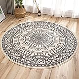 Mrinb Mandala Boho Runder Teppich, Harte Berührung Gyro Design Runder Teppich Kreis Nationaler Windbereich Teppich Schlafzimmer Studie Runder Teppich Fußmatten 90x90