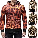 SJLMP Herren Pullover Kapuze Slim Fit Moderner Hoodie Langarm Herren Leopardenmuster Winter und Sommer Schwarz Lässige Kapuzenjacke Herren Langarm Fitted Trainings Hoodie Hochwertige Baumwollmischung