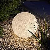 LED Stein Garten Außenleuchte Granit-Optik Ø35cm IP65 inkl. LED-Lampe mit Sensor warmweiß 5m Anschlusskab