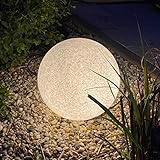 LED Stein Garten Außenleuchte Granit-Optik Ø35cm IP65 inkl. LED-Lampe mit Sensor warmweiß 5m Anschlusskab