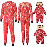 Eternali Weihnachts Schlafanzug Familie Einteiler Onesie Familie Geschenk Damen Herren Kinder Jungen Mädchen Baby Weihnachtspyjama Weihnachts Hirschohren Jumpsuit Party Christmas Overall Schlafanzüg