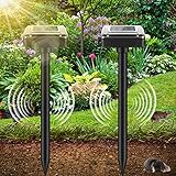 Vivibel 2 Stück Wühlmausschreck Solar - Ultrasonic Solar Maulwurfschreck, Maulwurfabwehr mit IP56 Wasserdicht, Maulwurfbekämpfung, Wühlmausschreck, Mole Repellent, Schädlingsbekämpfung für Den G