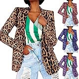 Dasongff Longblazer Damen Bedruckter Anzug Leopardenanzu Blazer Cardigan Coat Blazer Mit Knopfleiste Blazerjacke Long Arbeit Hosenanzug Langeblazer Arbeitsbekleidung Temperament Anzug T