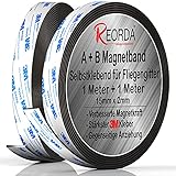 Reorda® Magnetband A B - Hervorragend für Fliegengitter & Moskitonetze dank gegenseitiger Anziehung - Magnetband selbstklebend mit stärkst möglichen 3M-Kleber für beste Klebek