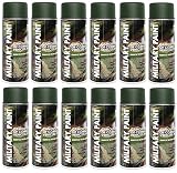 12er Sparpack MILITÄR Army Militärlack Lackspray 400ml Nato freie Farbauswahl (12 Dosen in bronzegrün RAL 6031)