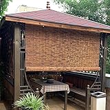 HMM Natur Holzrollo Bambusrollo 100 Cm Breit Rollo Bambus Außenbereich Retro Jalousien Holz Mit Zugseil Mit Montagezubehör in Mehreren Größen/b