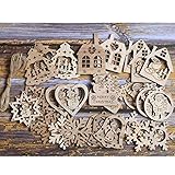 DAHI Weihnachtendeko Holz Anhänger 30 Stücke Christbaumschmuck (Holz anhaenger Natur)