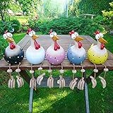 Keramik Huhn Gartendeko, Tierfigur Gartenstecker Keramikfigur Handarbeit Ornament, Gartendeko Huhn Deko,Handarbeit Gartenstatue Dekorative Henne Huhn Gartenstecker,Gartenfigur Gartendek