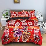Bettwäsche Bettbezug 3D Bett Set für Kinder 3 Teilig Mikrofaser 220 x 240 cm Bettbezüge mit 2 Kissenbezug 80 x 80 cm (ethnischer Stil 9)