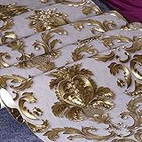 Kaluori Damast-Tapete, 10 m x 0,5 m, luxuriös, Metallic-Gold und Cremefarben, mit Textur, für Wohnzimmer, Schlafzimmer, B