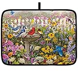 Abtropfmatte für Küchentheke, saugfähig, wendbar, Abtropfmatte, Frühlingsvogel, Garten, 45,7 x 61