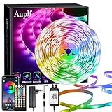 Auplf LED Strip, Dimmable RGB LED Strip, Ultra-Long Bluetooth LED Strip, 5050 SMD LED Light Strip, Music Sync, App Control and 40 Button Remote Control for Bedroom, Party, D