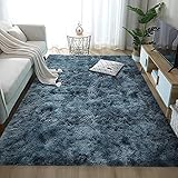 Aujelly Luxus Shaggy Soft Area Teppich Quadrat Indoor Flauschige rutschfeste Teppiche Moderne Wohnkultur für Wohnzimmer Schlafzimmer Kinderzimmer Wohnzimmer Blue 120x160