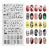 Mr. Fox Nail Printing Board Set Halloween Flamme Leopard, Zebra und Schlange Motive Blatt Nail Art DIY Stamping Schab