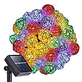 Pillowcase Solar Fairy Lichterketten, 20FT 30LED Globe Rattan Ball Lichterketten für Outdoor/Indoor Weihnachtsfeiertag Pary Gartendekorationen (Mehrfarbig)