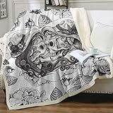 LKMVA 3D Gedruckte Decke Küssender Schädel 130 x 150cm Super Soft Sherpa Fleece Decke Mikrofaser Flanell Plüschdecke Geeignet für Kinder und Erwachsene Geburtstagsgeschenk