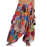 Princess of Asia Strahlend Bunte Patchwork Haremshose Aladinhose Pumphose für Damen und H