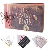 Album zum Selbstgestalten Scrapbook Fotoalbum DIY Ringbuchalbum Our Adventure Book (20 x 30 cm,80 Seiten) Kreative Geschenk für Jahrestag,Valentinstag,Geburtstag(Retro ziegelrot)