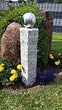 GRANIT Palisade Säule 72cm mit 120mm Edelstahlkugel Garten Deko Stele V2