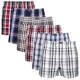 Lower East Herren American Boxershorts, 6er Pack, Mehrfarbig kariert, Gr. M