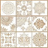15 Pack Schablone Mandala 30*30cm (9 Pack), Mandala Malschablone 15*15cm (6 Pack), Wiederverwendbare Schablonen Vorlagen Set Painting Stencils für/Stein/Malen Vorlagen Kinder/Wandgestaltung