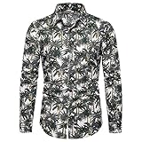 Freizeithemden Herren Modern Urban Vintage Blumen Druck Herren Langarm Herbst Winter Slim Fit Revers Strickjacke Herren Shirt Casual Urlaub Atmungsaktiv S