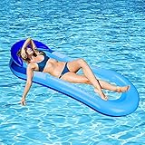 GUBOOM Luftmatratze Pool, Aufblasbares Schwimmbett Aufblasbarer Wasserhängematte Luftmatratze Hängematte Pool Schwimmmatte Spielzeug Schwimmmatratze für Erwachsene und Kinder (Blau)