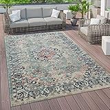 Paco Home Outdoor Teppich Küchenteppich Balkon Terrasse Vintage Orient Muster Rot Blau Beige, Grösse:200x280