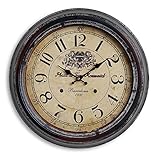 levandeo Wanduhr XXL 47cm aus Metall - Motiv: Barcelona Plaza de Toros Monumental - Kolonialstil Nostalgie Großuhr Bahnhofsuhr M