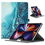 TiMOVO Hülle für New iPad Pro 12.9 inch 2021 (5th Gen), PU Lederhülle 90° Drehbar Multi-Winkel Hülle Auto Schlaf/Wach Ständer Kompatibel mit iPad Pro 12.9' - Verg