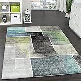 Paco Home Designer Teppich Kariert Modern Trendig Meliert Eyecatcher in Grau Türkis Grün, Grösse:70x140