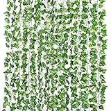 Yizhet Efeu Künstlich Girlande 12 Stück Efeugirlande Künstlich 2m 80 Blätter Efeu Girlande Efeuranken Hängepflanze Künstlich für Büro, Küche, Garten, Party Wanddekoration (Green)