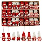 Spetebo Weihnachtswichtel zum hängen - 24er Set - Wichtel hängend als Deko zum Weihnachtszeit - Baumschmuck Tannenbaum Christbaum Schmuck