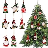 8 Stück Weihnachtsschmuck 2021, Holz Weihnachten Ornament Set Hängende Zwerg Weihnachtsbaum Dekorationen Home Decor B