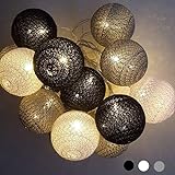 Cotton Ball Lichterkette - 3,8M 20 LED Kugel Lichterketten mit Stecker für Innen Nachtlicht Deko wie Weihnachten, Hochzeit, Party, Zimmer, Vorhang