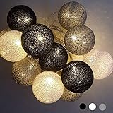 Cotton Ball Lichterkette - 3,8M 20 LED Kugel Lichterketten mit Stecker für Innen Nachtlicht Deko wie Weihnachten, Hochzeit, Party, Zimmer, Vorhang