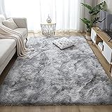 Blivener Hochfloriger Teppich mit Batikfärbung, grau, modern, luxuriös, Plüsch, flauschig, für Schlafzimmer, Wohnzimmer, Baby-Krabbelteppich, 150 x 240