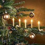 Christbaumkerzen mit Fernbedienung | Komplett-Set | flammenlose LED Kerzen, perfekte Alternative zur Lichterkette (12er Set, gold)