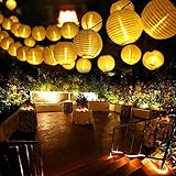 Qedertek Solar Lichterkette Lampion Außen 6 Meter 30 LED Laternen 2 Modi Wasserdicht Solar Beleuchtung für Garten, Hof, Hochzeit, Fest Deko (Warmweiß)