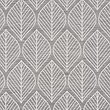 SCHÖNER LEBEN. Dekostoff Jacquard Doubleface Premium Leaf Retro Scandi Blätter grau Hellbeige 1,4m B