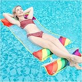 Tinleon Pool Schwimmer - Wasserfloß aufblasbare schwimmende Sitzreihe für Lounge Erwachsene, Länge Größe 67''x27.6'' Mehrzweck ( Sitz, Lounge Stuhl, Hängematte, Drifter) Regenbogen Pool S