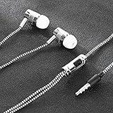 LisaQ-n Universelles Kopfhörer mit Mikrofon Langlebig Kabel 3.5 mm In-Ear Kopfhörern Headset Ohrhörer Super Bass Stereo Ohrhörer Stereo Race Sport Headset mit Mikrofon In-Ohr-Kopfhörer (Silver)