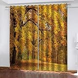 TTBBBB Verdunkelungsvorhang Kinderzimmer Goldene Waldlandschaft B 183 x H 160 cm Junge ​mit Mädchen Schlafzimmer Wohnzimmer Kinderzimmer - 3D Digitaldruck mit Ösen Thermo Vorhang