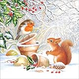 20 Servietten Eichhörnchen/Vogel im Winter/Tiere/Winter/Weihnachten/Rob